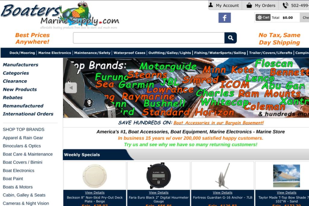 Screenshot of website with old website design principles.
