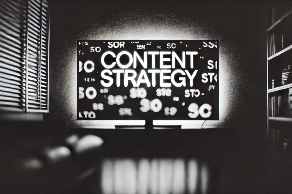 Blurry words on a TV monitor in a dark room