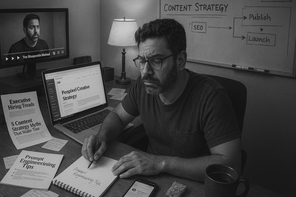 Man sits at desk writing on paper