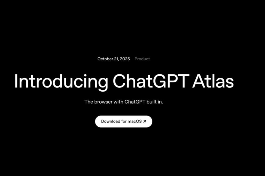 Black background, white lettering reading Introducing ChatGPT Atlas